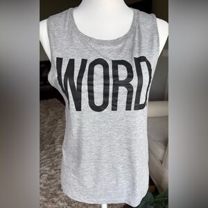 “Word” SMALL Gray Retro 90s-Inspired Heather Gray Muscle Tank